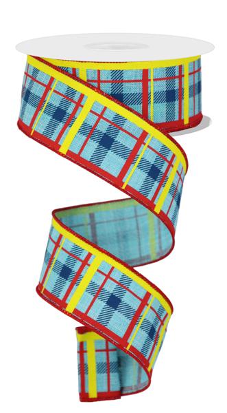1.5" x 10yd Printed Plaid/Royal image 0