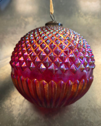 Red Embossed Glass Ornament