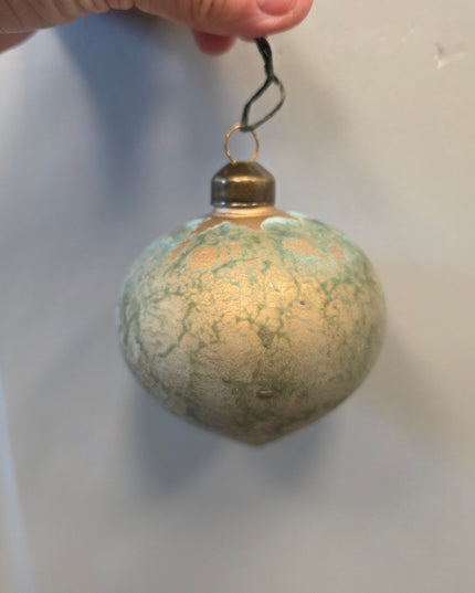Turquoise/Brown Marbled Glass Ornament (Assorted Shapes)