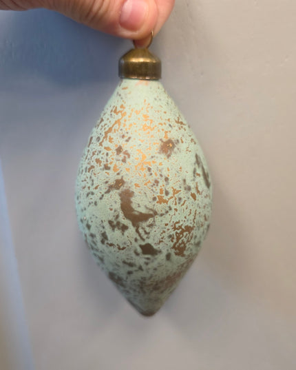 Turquoise/Brown Marbled Glass Ornament (Assorted Shapes)
