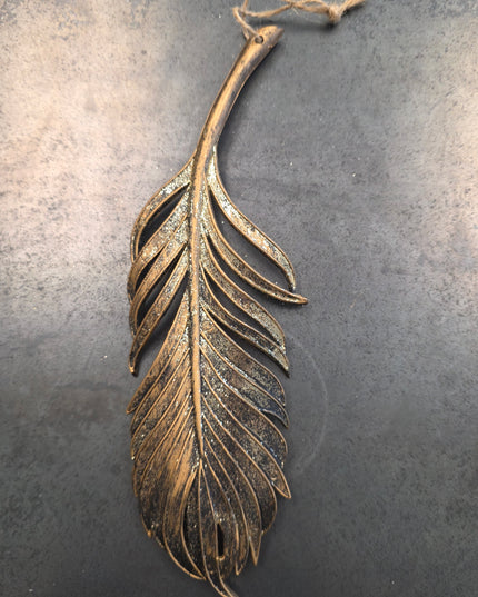 Gold Glitter Feather Ornament