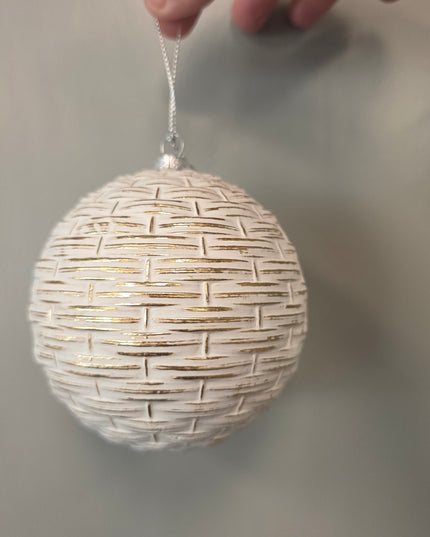 White w/ Gold Brushed Detail Ornament