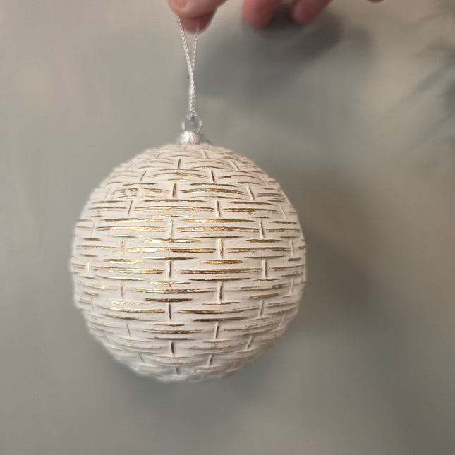 White w/ Gold Brushed Detail Ornament