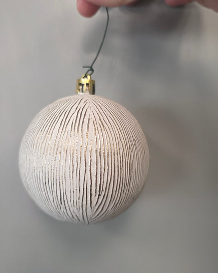 White w/ Gold Brushed Detail Ornament