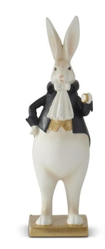10 Inch Resin Black and White Gold Easter Bunny