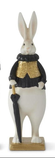 10 Inch Resin Black and White Gold Easter Bunny