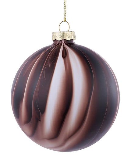 100Mm Marble Look Glass Ball Orn
