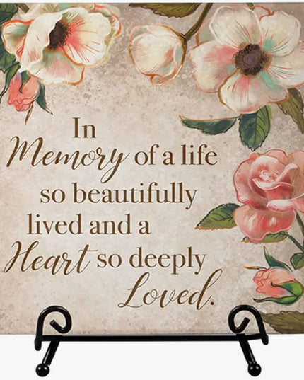 In Memory Ceramic Plaque with Easel