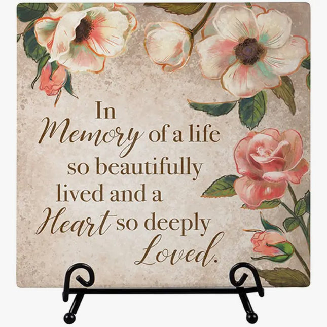 In Memory Ceramic Plaque with Easel