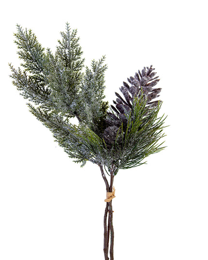 18" Frosted Cedar Bundle Green w/ Cones