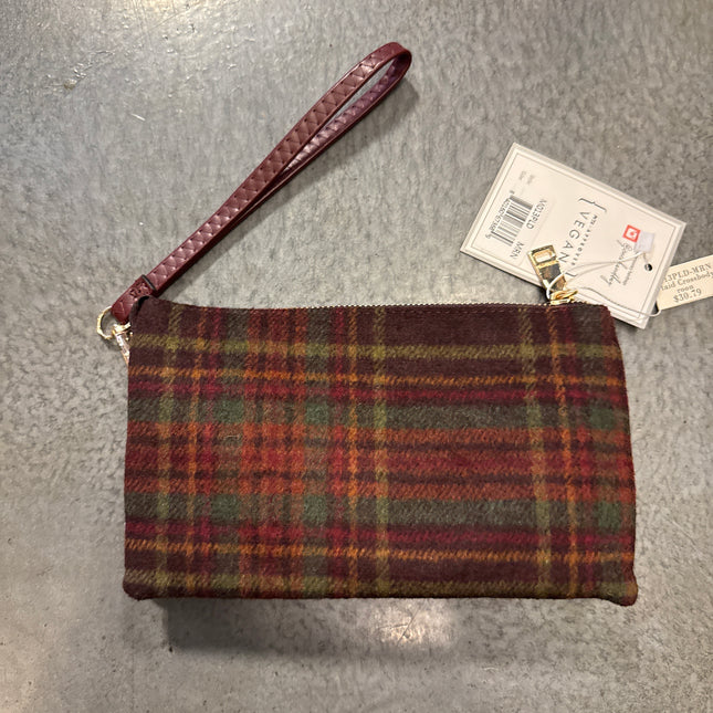 Riley Plaid Crossbody/Wristlet Beige
