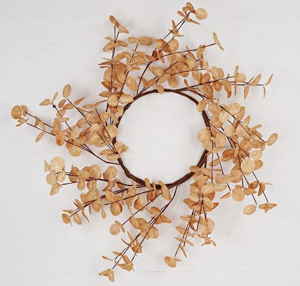 24" Wreath Foam Silver Dollar Leaves Beige