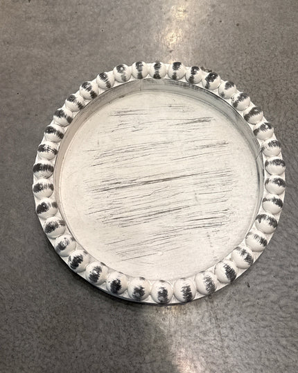 White Grey Beaded Tray