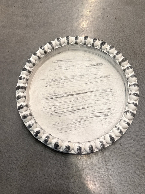 White Grey Beaded Tray