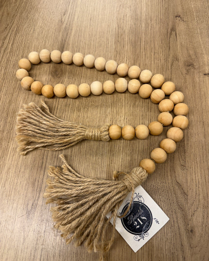 Natural Wood Beads with Tassels