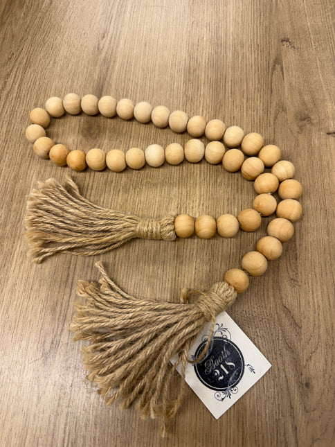 Natural Wood Beads with Tassels