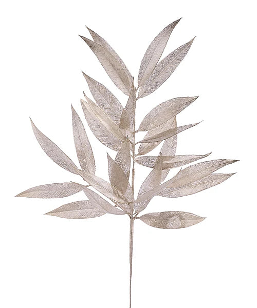 23" White Willow Leaf Spray