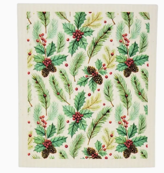 Christmas Holly Berry Swedish Dishcloth