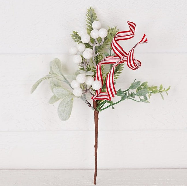 Lamb Ear Leaves with Mixed Grasses & Bows Pick