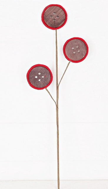 24" Wooden Button Spray