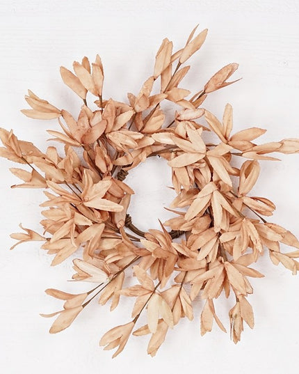 14" Wreath - PE Herb Leaves - Tea Stains
