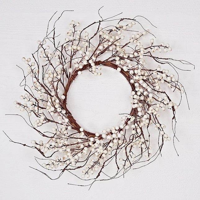 Wreath- White Snowberries with Wispy Twigs