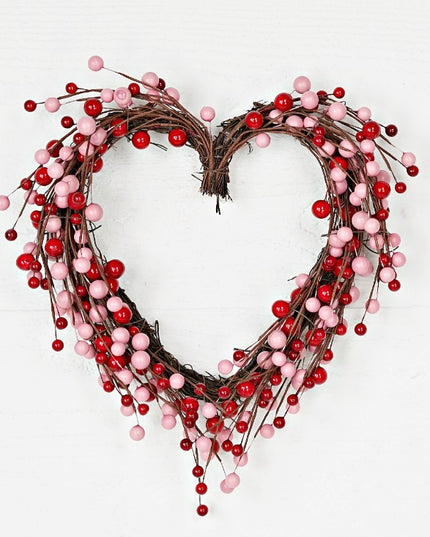 Twig Heart w/ Red and Pink Berries