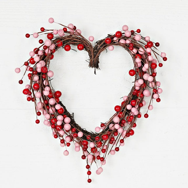 Twig Heart w/ Red and Pink Berries