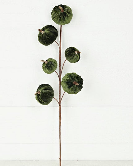 22" Green Velvet Pumpkin Pick