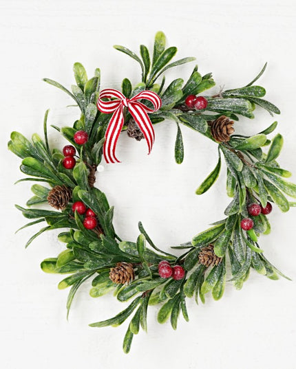 12" Sparkled Mistletoe Wreath