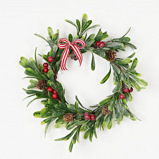12" Sparkled Mistletoe Wreath