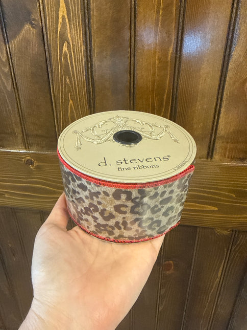 Leopard Print with Red Trim Ribbon 2.5" x 10 yds