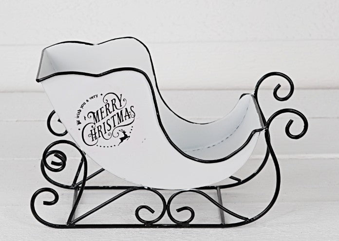 Metal Sleigh - White