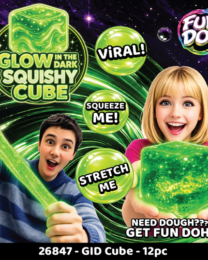 Fun Doh Glow in the Dark Squishy Sparkle Cube
