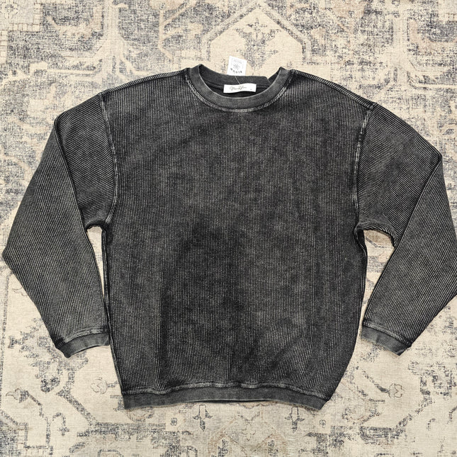 Luxe Corded Sweatshirt- Washed Black image 0