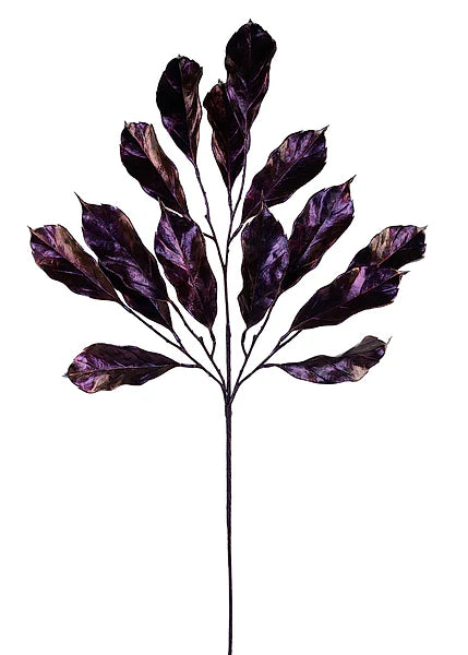 31"L Metallic Magnolia Leaf Spray