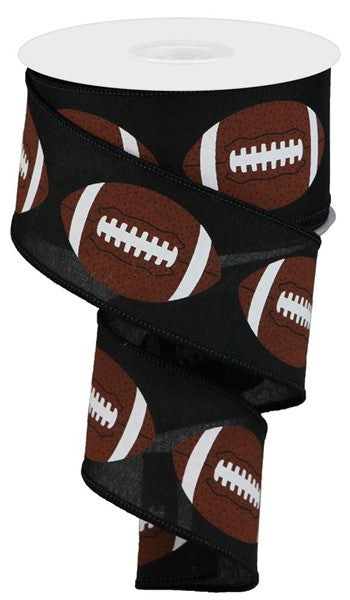 2.5" x 10yd Footballs On Faux Royal image 0