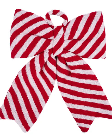 15"Hx11.75"W Peppermint Stripe Knit Bow