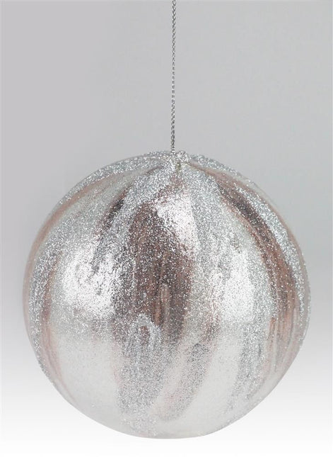 Marbled Ball Ornament Silver