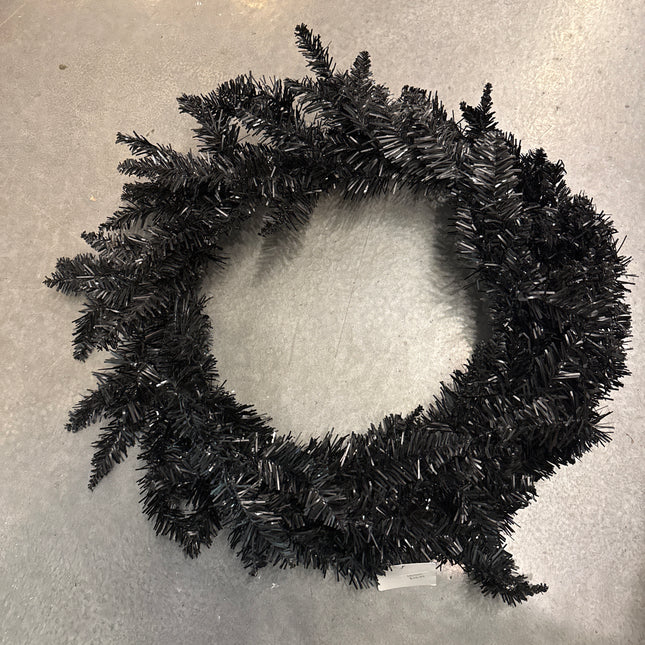 24in Metallic Pine Wreath-Black