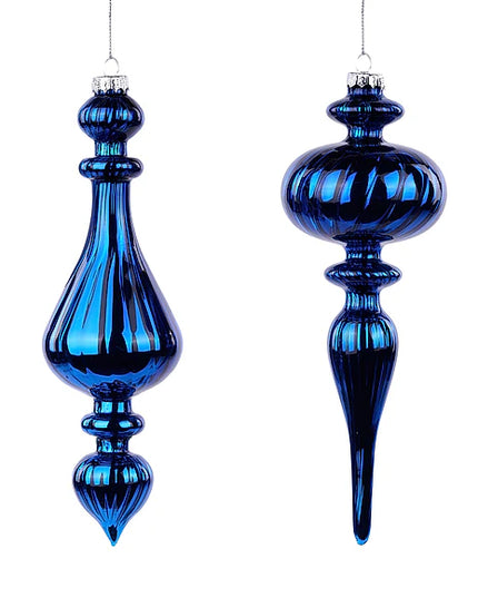 Asst 8.5"H Shiny Finial Glass Orn