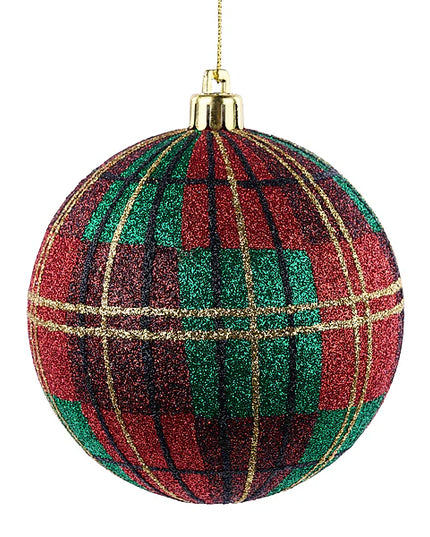 100Mm Painted/Glitter Plaid Ball