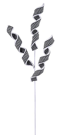 29"L Houndstooth Curly Ribbon Spray