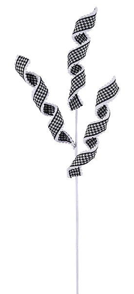 29"L Houndstooth Curly Ribbon Spray
