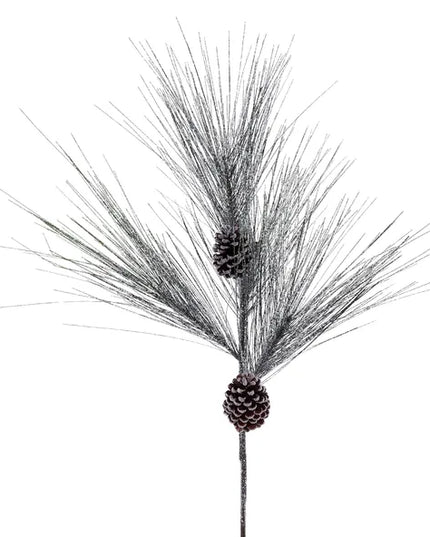 39"L Snowed Stiff Pine/Pinecone Branch