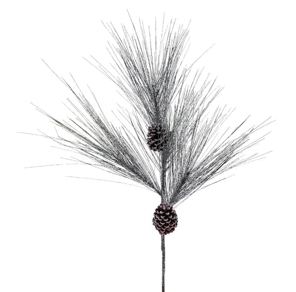 39"L Snowed Stiff Pine/Pinecone Branch