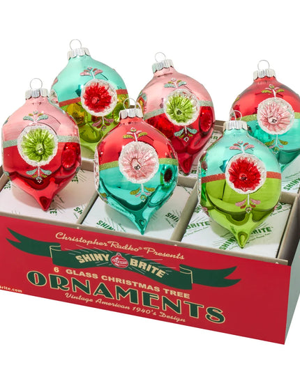 FESTIVE FETE 6 COUNT 3.25" DECORATED REFLECTOR TULIPS