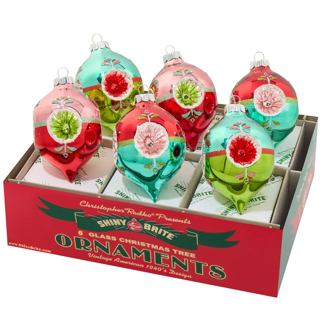 FESTIVE FETE 6 COUNT 3.25" DECORATED REFLECTOR TULIPS