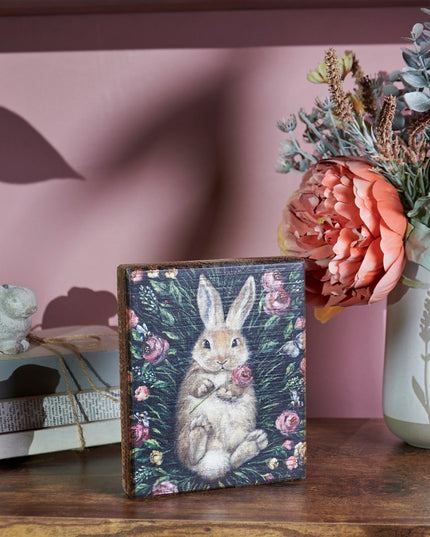 Snuggling Bunny Block Sign image 1