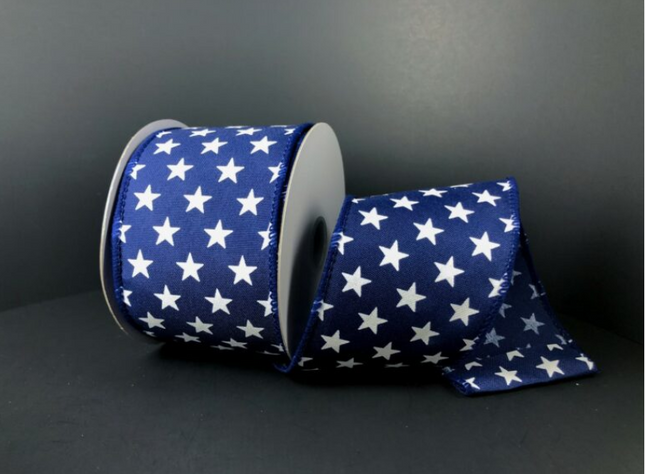 Navy and White Stars 2.5" x 10 yds
